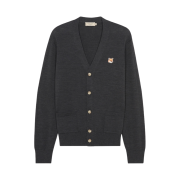 Maison Kitsune Fox Head Patch Classic Cardigan Anthracite Melange