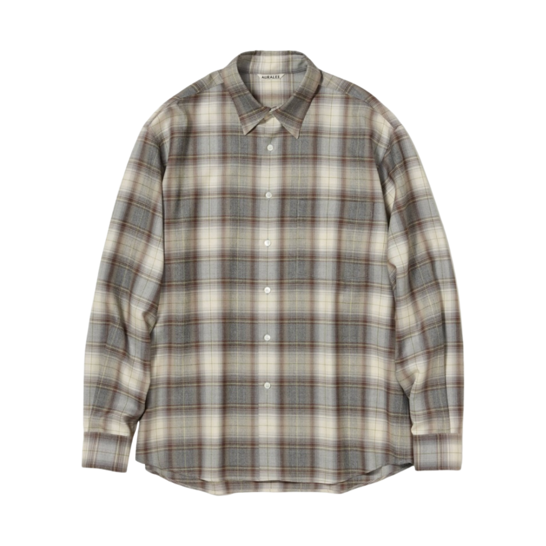 오라리 슈퍼 라이트 울 체크 셔츠 브라운 헤링본 체크 - 22AW(Auralee Super Light Wool Check Shirt Brown Herringbone Check - 22AW)
