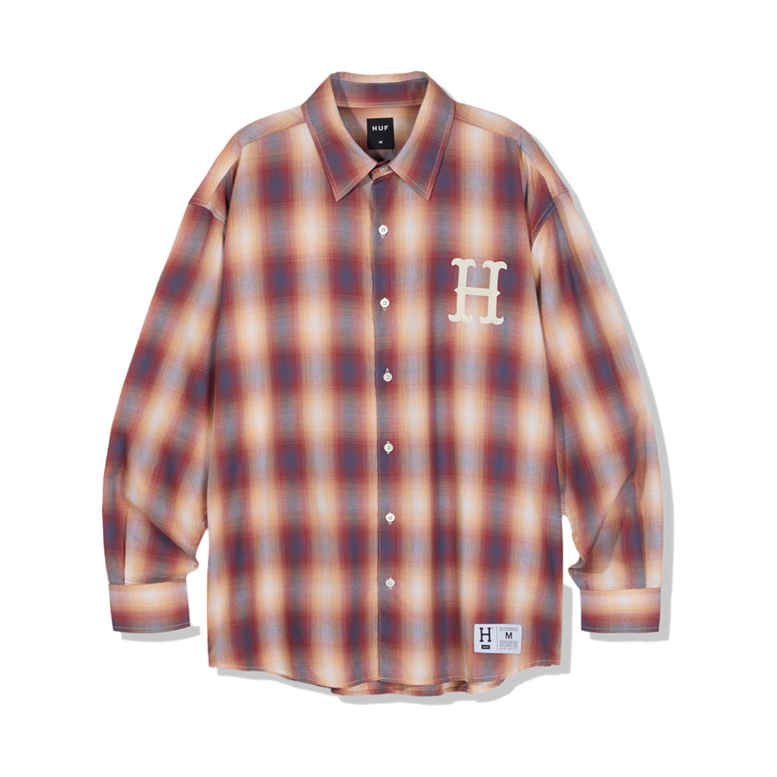 HC3ULSH002RED HUF H Logo Ombre Check Shirts Red