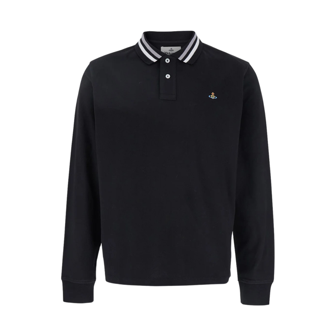 2H01000H-J0009-N401 Vivienne Westwood Orb Logo Cotton Polo Shirt Black