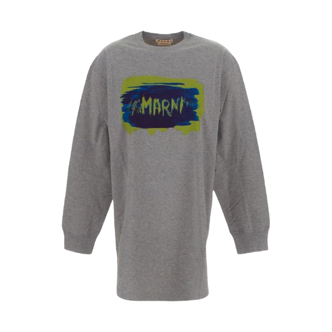 마르니 페인티드 로고 멜란지 코튼 저지 롱 슬리브 티셔츠 이녹스(Marni Painted Logo Melange Cotton Long Sleeve T-Shirt Inox)