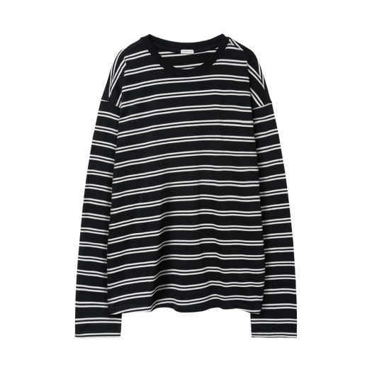 YPA25SSLSBK01 Youche SR Oblique Striped Long SLeeve Black