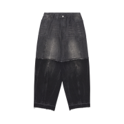 NOMANUAL Half & Half Denim Pants Washed Black
