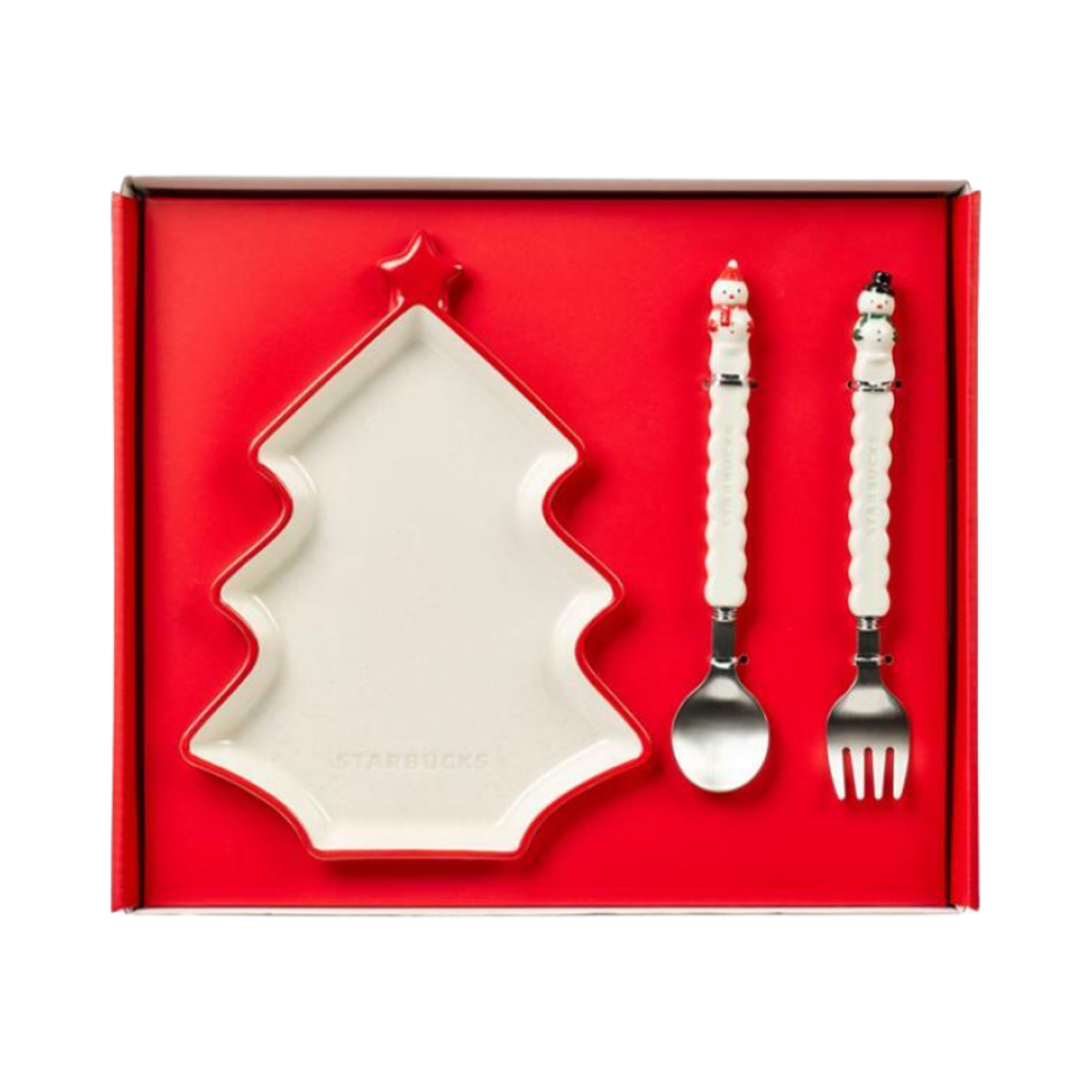 스타벅스 홀리데이 프렌즈 플레이트 & 커트러리 (3개 세트)(Starbucks Holiday Friends Plate & Cutlery (Set of 3)) - 4