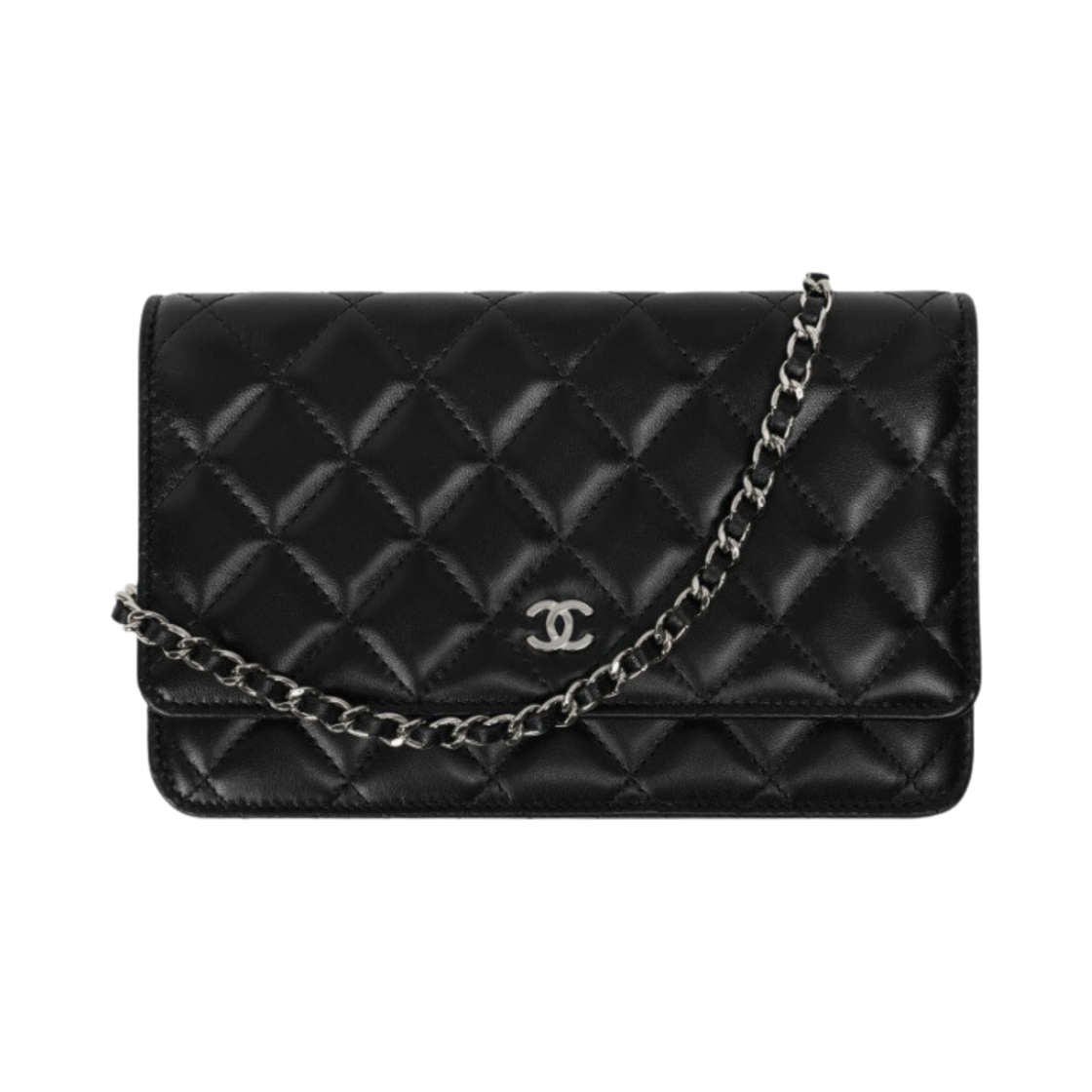 샤넬 클래식 체인 지갑 램스킨 & 실버 메탈 블랙