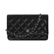 Chanel Classic Wallet On Chain Lambskin & Silver Black