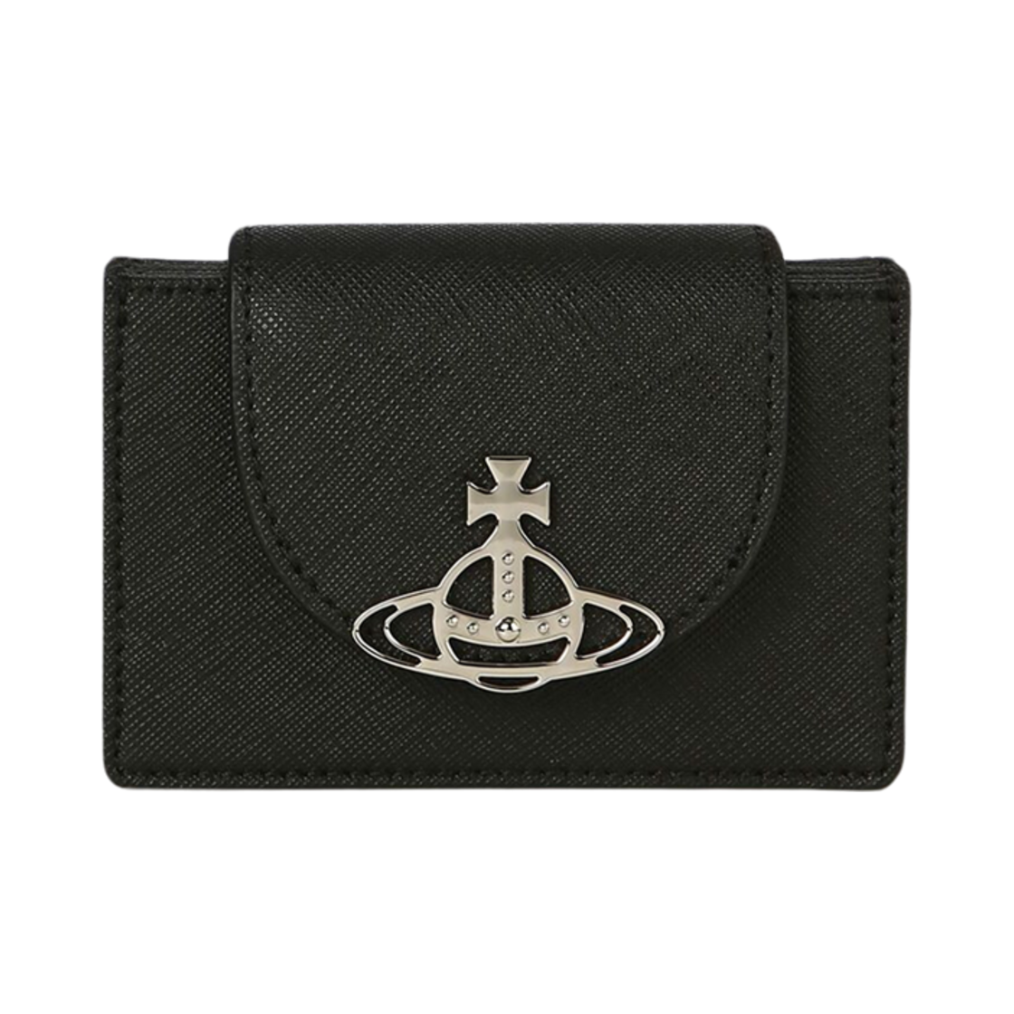 비비안 웨스트우드 사피아노 플랩 카드 홀더 블랙(Vivienne Westwood Saffiano Flap Card Holder Black)