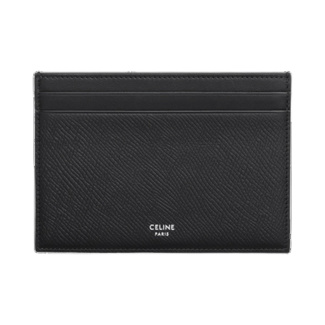 10B763BFP-38SI Celine Multifunction Card Holder in Grained Calfskin Black