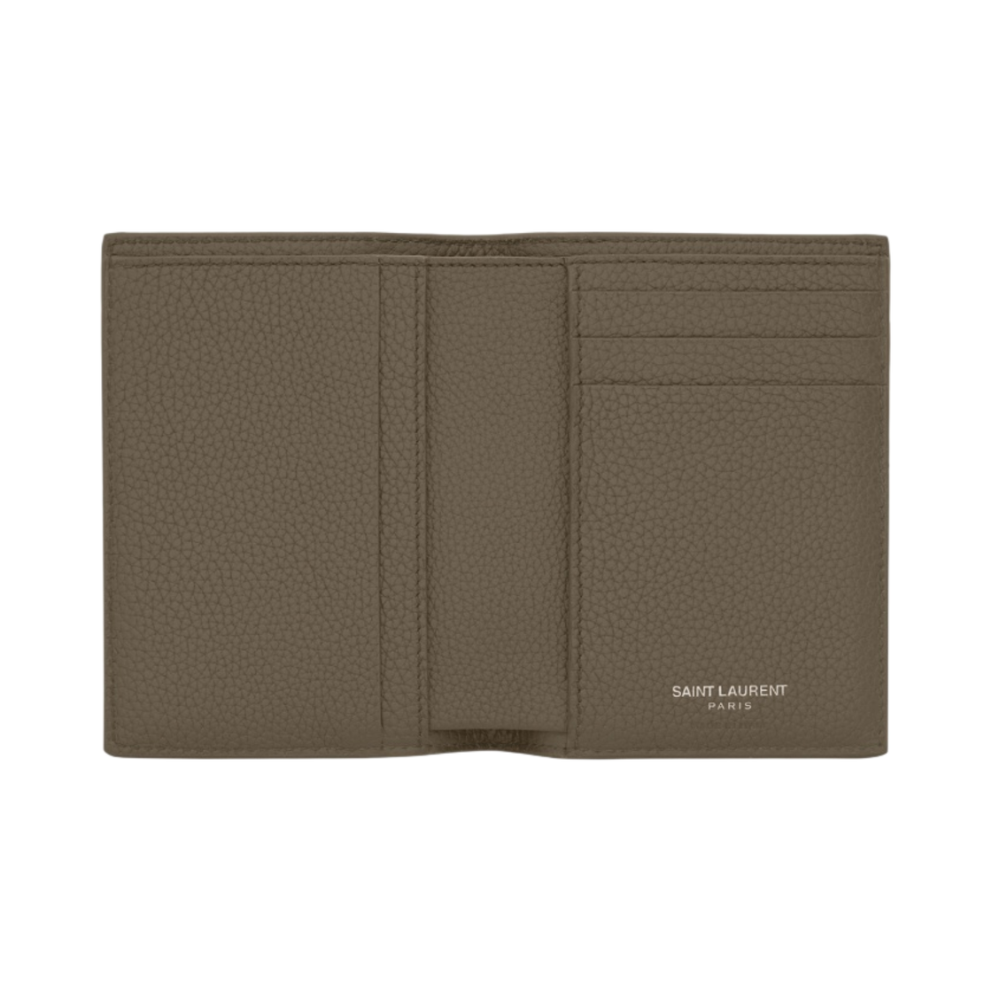 생로랑 그레인드 레더 타이니 카산드라 크레딧 카드 지갑 다크 카키(Saint Laurent Tiny Cassandre Credit Card Wallet In Grained Leather Dark Khaki) - 2