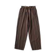 Kapital Cotton Linen Siamese Striped Easy Pants Dark Brown