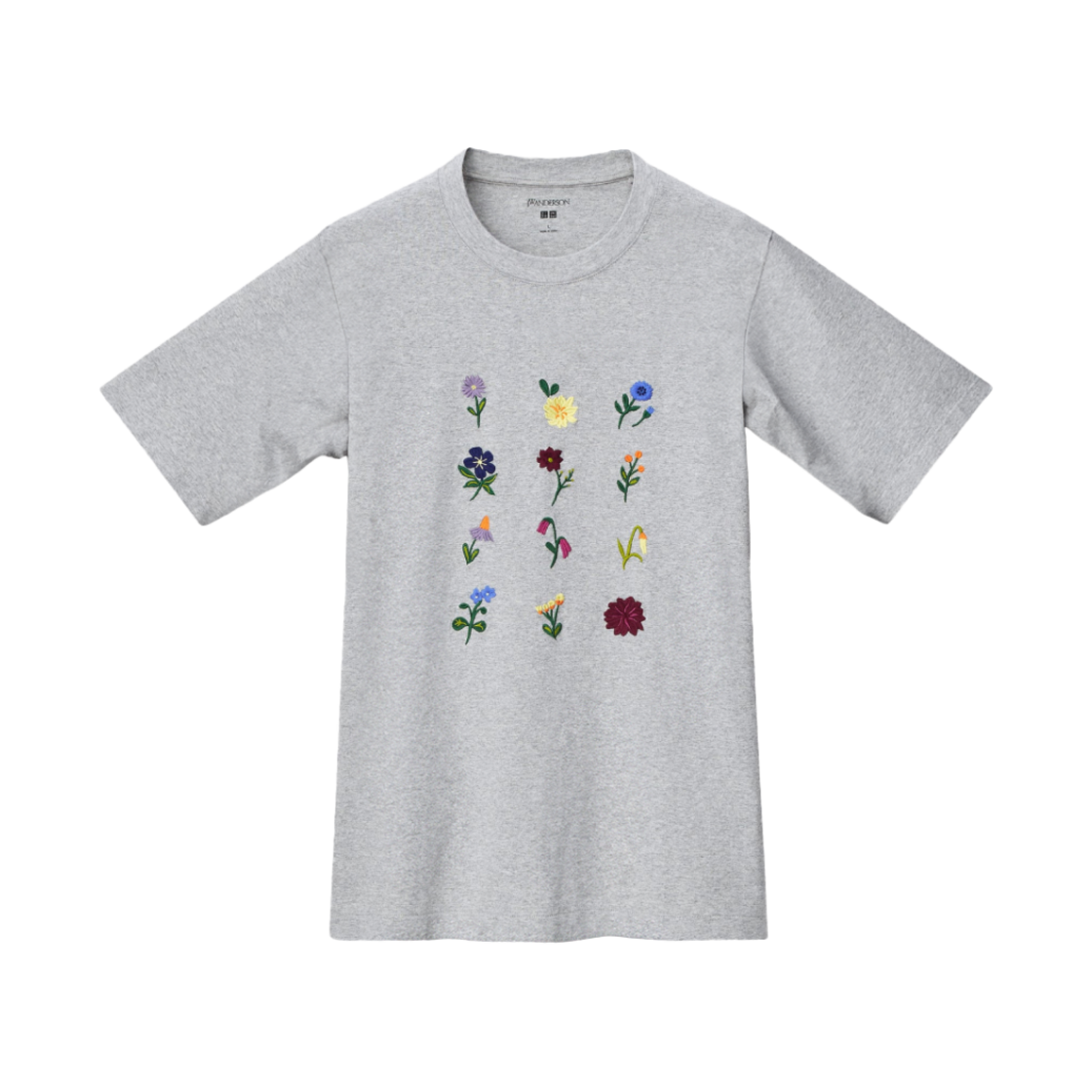 유니클로 x JW 앤더슨 플라워 자수 크루넥 티셔츠 그레이- KR