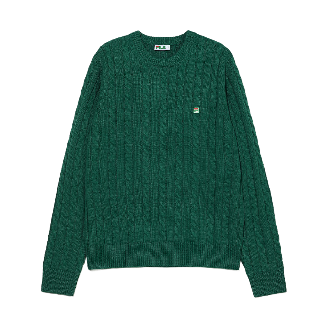 2000FO252ST10X003370 [6% 적립] FILA F+ Cabled Knitted Crewneck Fila Green