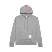 Thom Browne Classic Loopback Center Back RWB Stripe Hoodie Pullover Light Grey