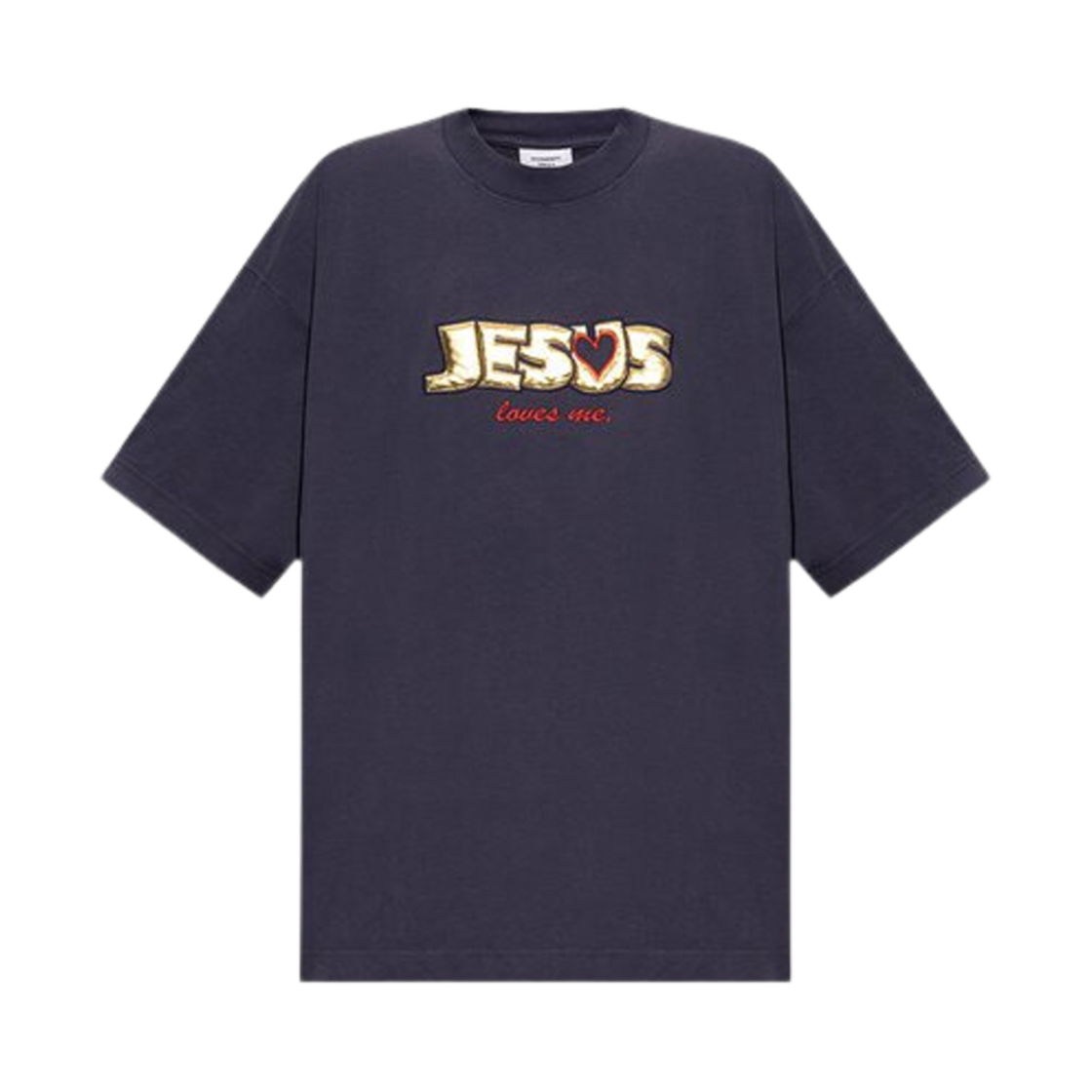 UE63TR400N Vetements Jesus Loves You T-Shirt Faded Navy