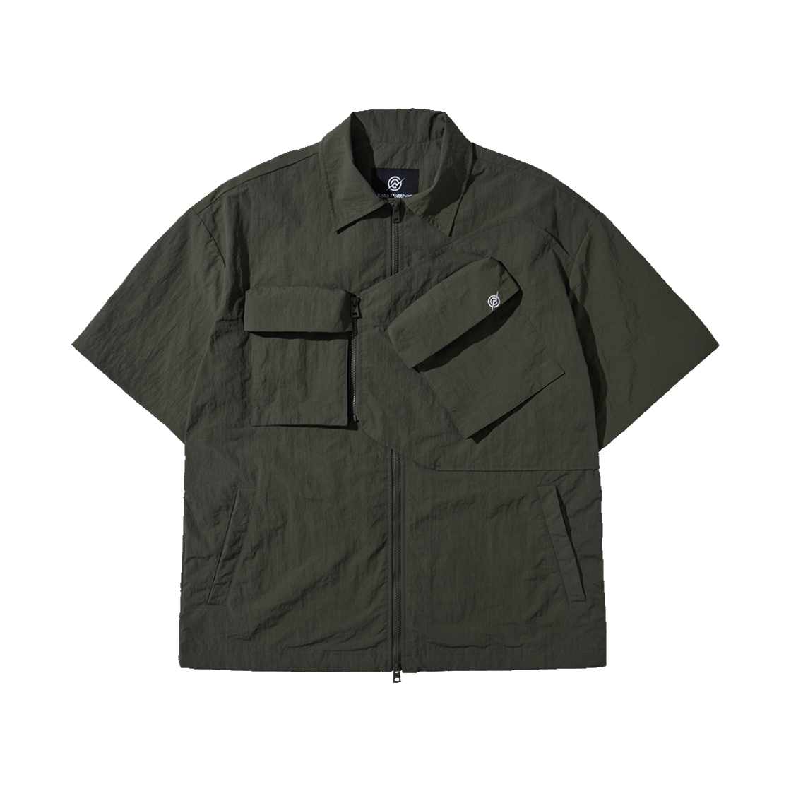 KB1SH2704MKH KALA PATTHAR Nylon Taslan Offset Zip Pocket Half Shirts Khaki