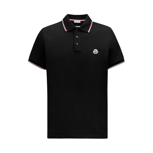 K1-091-8A70300-84556-999 Moncler Trim Cotton Piquet Polo Shirt Black - 25SS