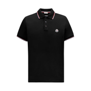 Moncler Trim Cotton Piquet Polo Shirt Black - 25SS