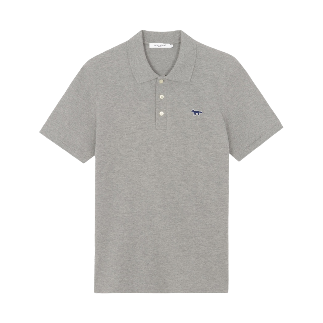 메종 키츠네 네이비 폭스 패치 클래식 폴로 그레이 멜란지(Maison Kitsune Navy Fox Patch Classic Polo Grey Melange) - 1