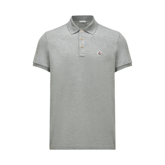 Moncler Logo Patch Cotton Polo Shirt Gray - 25SS