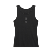 (W) Matin Kim Pintuck Logo Sleeveless Top Black