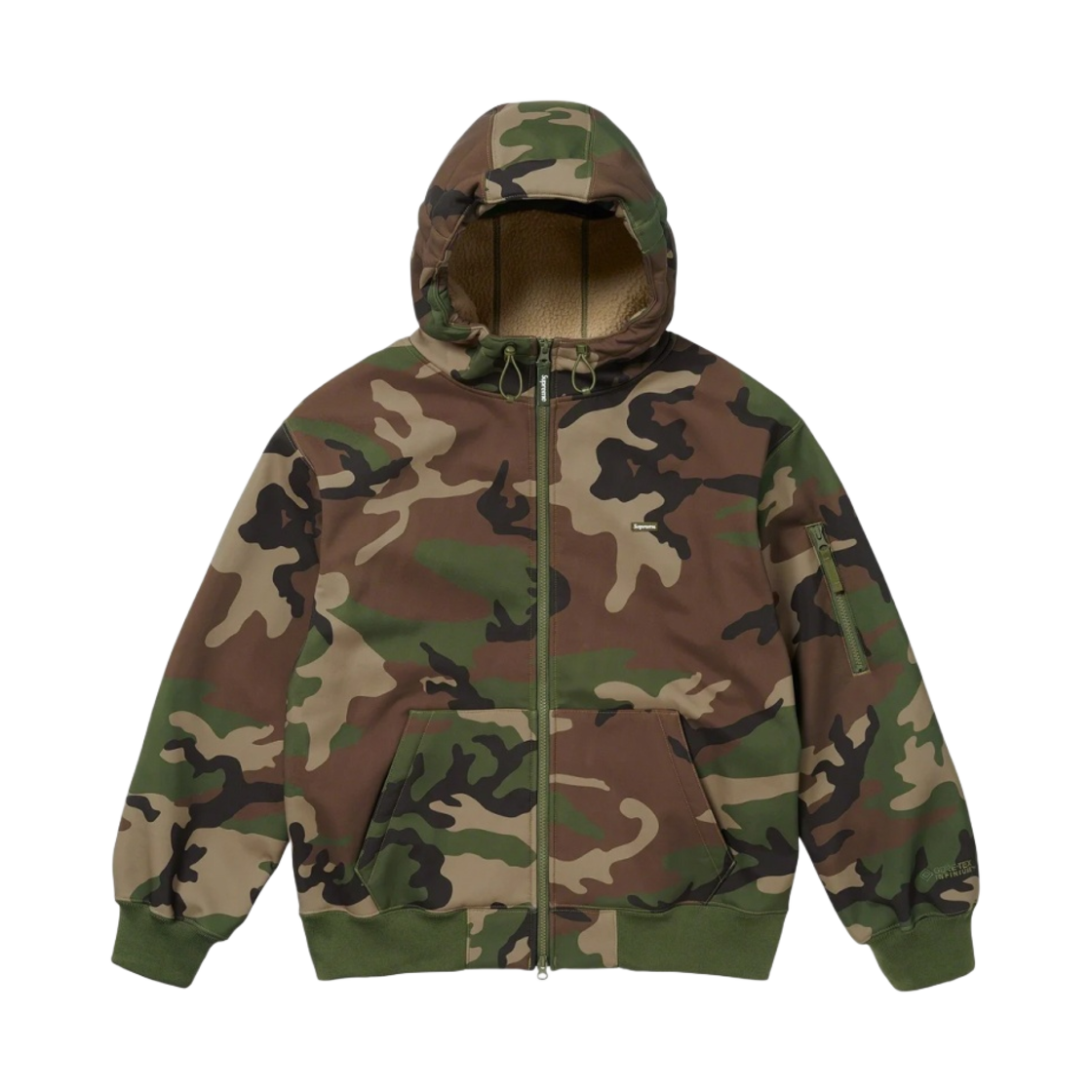 슈프림 윈드스토퍼 집업 후드 스웨트셔츠 우드랜드 카모 - 23FW