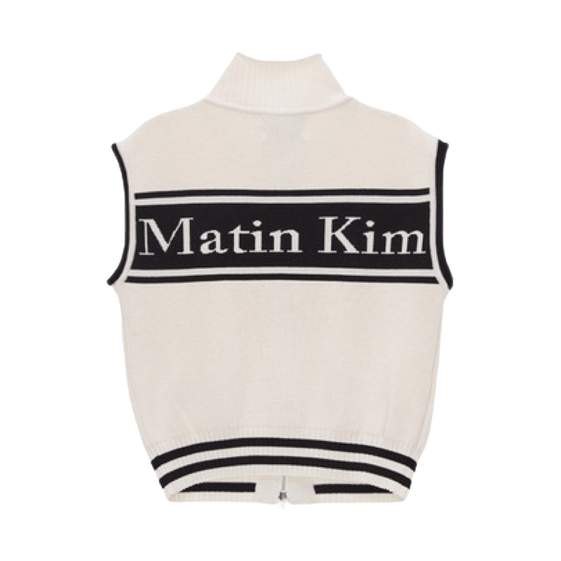 (W) 마뗑킴 스펠 포인트 스트라이프 니트 베스트 아이보리((W) Matin Kim Spell Point Stripe Knit Vest Ivory)