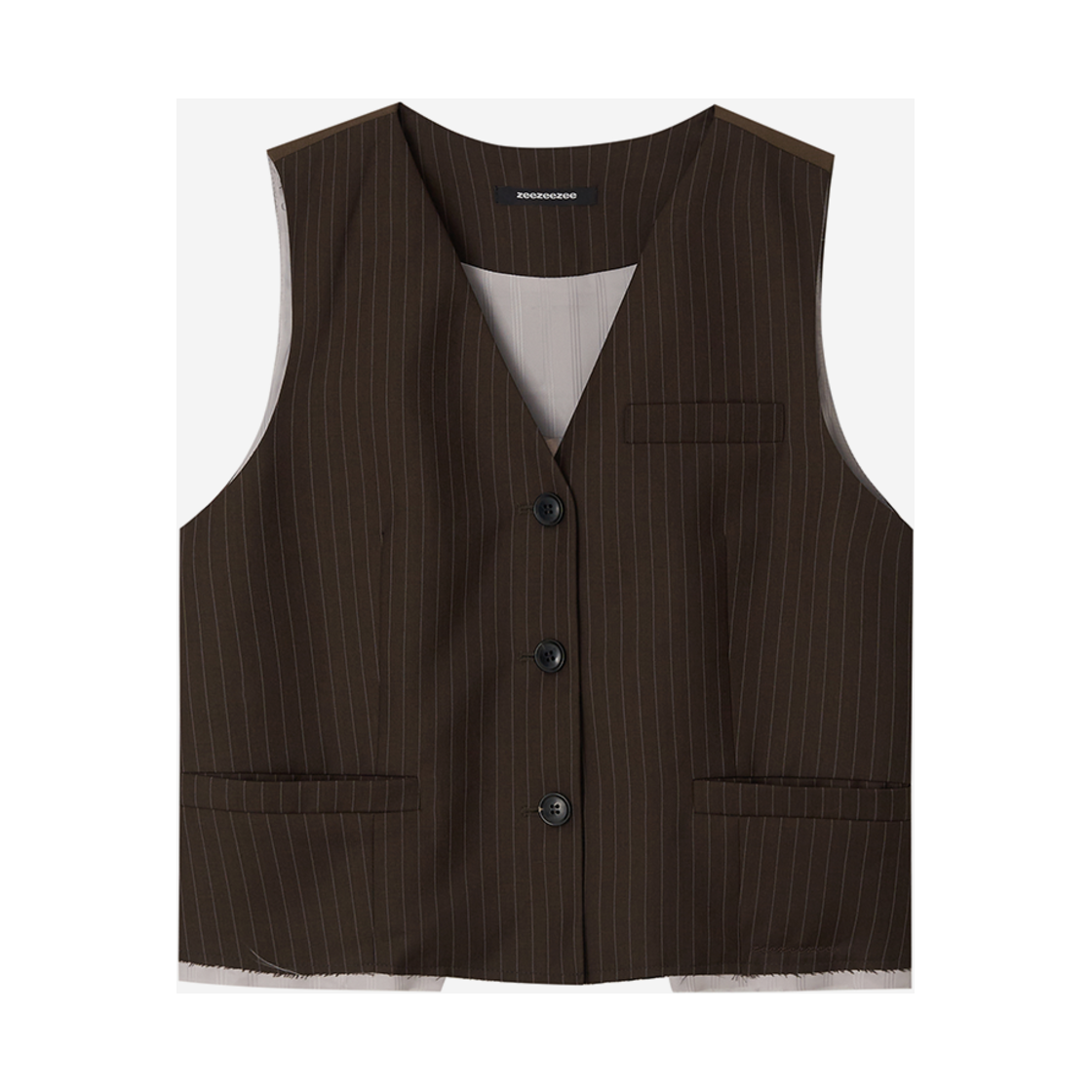 지지지 핀스트라이프 테일러 베스트 브라운(zeezeezee Pinstripe Tailoring Vest Brown)