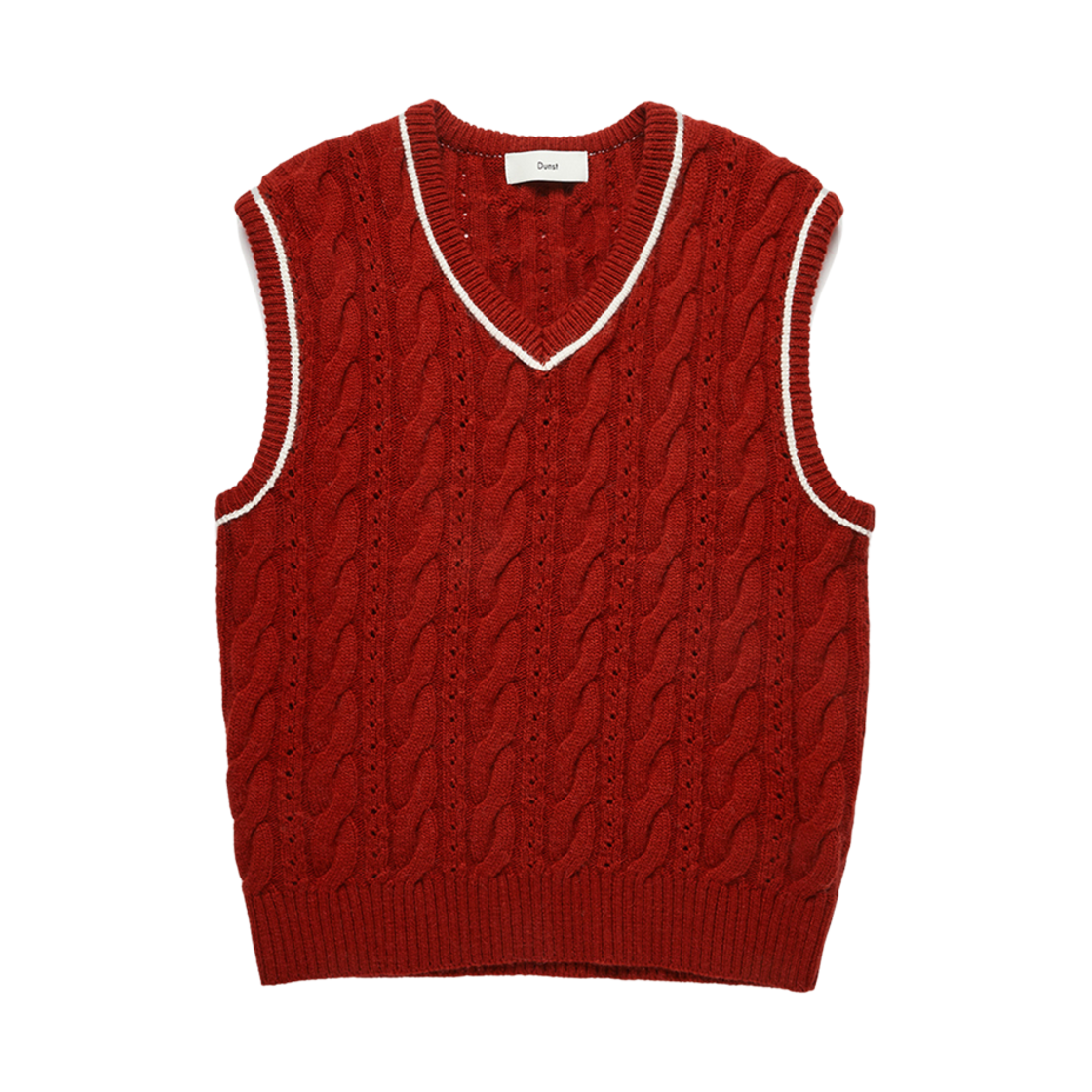 던스트 라이닝 케이블 니트 베스트 소프트 레드(Dunst Lining Cable Knit Vest Soft Red) - 1