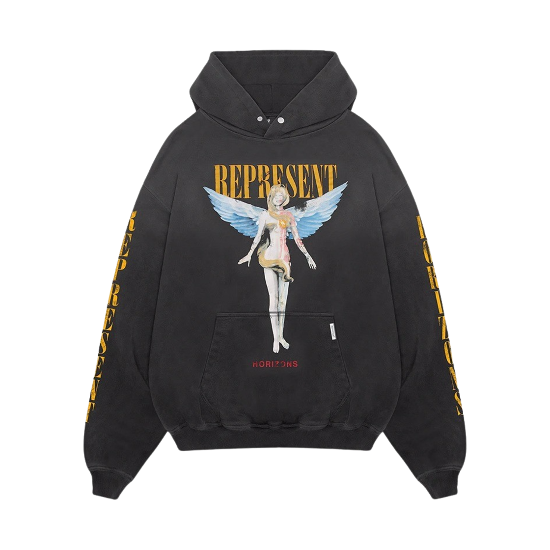 리프레젠트 리본 후디 에이지드 블랙