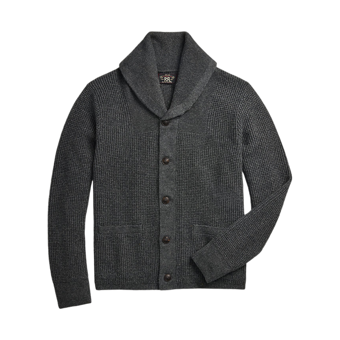 더블알엘 와플 니트 캐시미어 숄 가디건 다크 그레이 헤더(Double RL Waffle Knit Cashmere Shawl Cardigan Dark Grey Header)