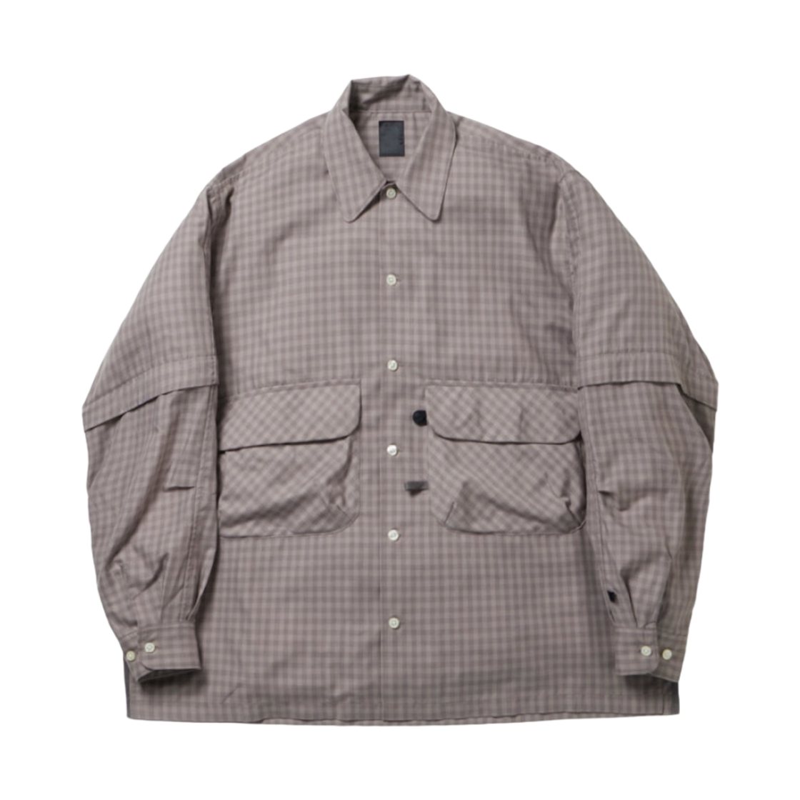 다이와 피어39 테크 스포츠 오픈 칼라 셔츠 롱슬리브 미니 플레이드 그레이지 체크(Daiwa Pier39 Tech Sports Open Collar Shirt L/S Mini Plaid Greige Check)