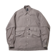 Daiwa Pier39 Tech Sports Open Collar Shirt L/S Mini Plaid Greige Check