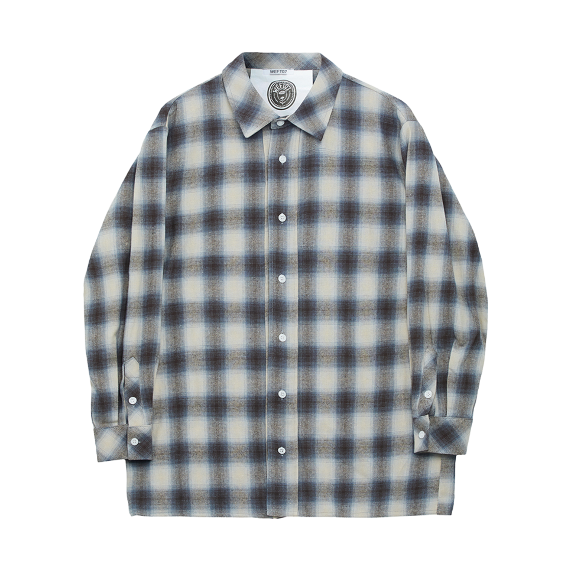 웨프트07 플란넬 셔츠 블루 브라운(Weft07 Flannel Shirt Blue Brown)