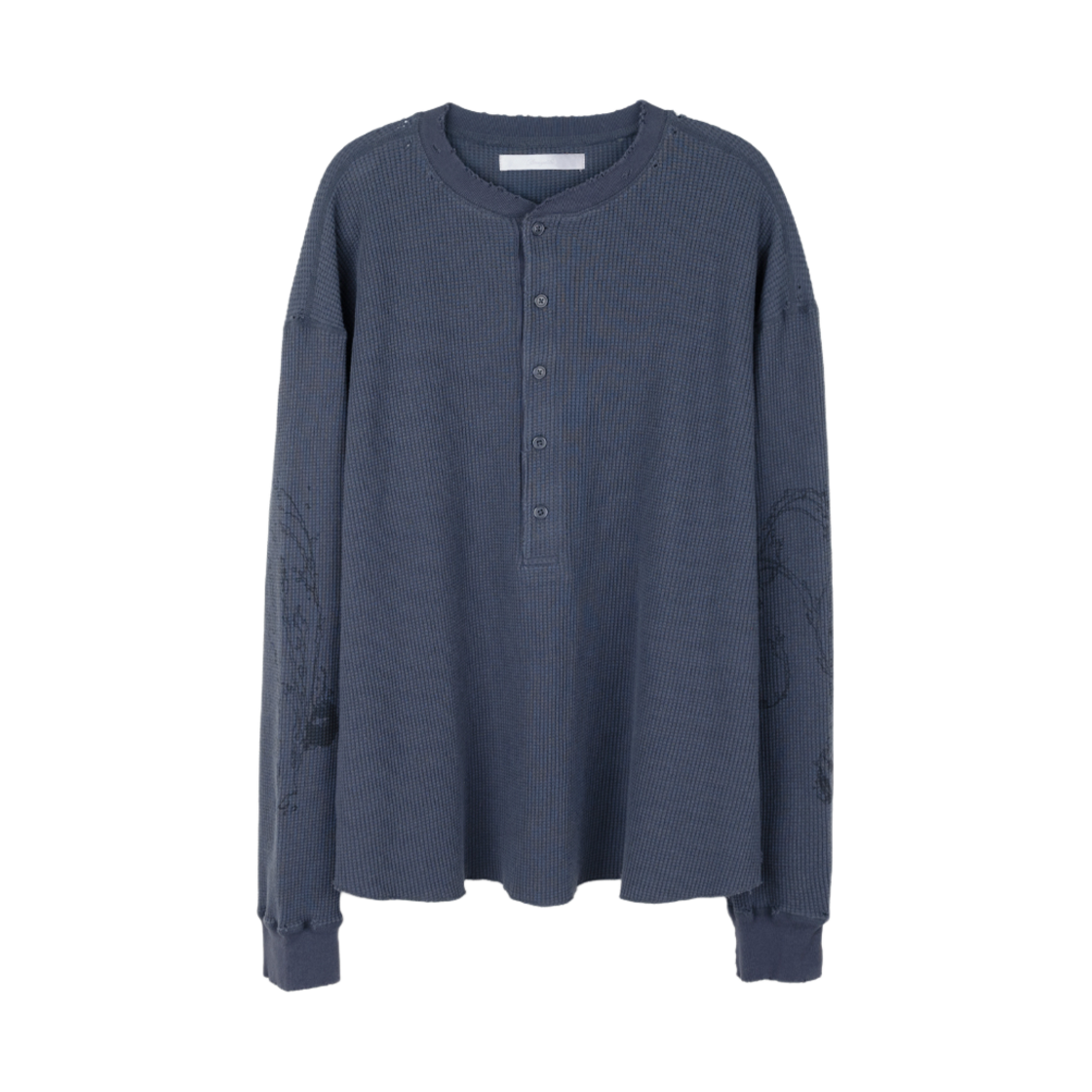 아마이유우츠 헨리 넥 와플 롱 슬리브 챠콜(Amaiyuutsu Henley Neck Waffle Long Sleeve Charcoal)