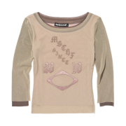(W) Mischief Boat Neck Mesh Top Beige