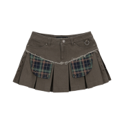 Vacant Archive Lisa Pleats Mini Skirt Brown