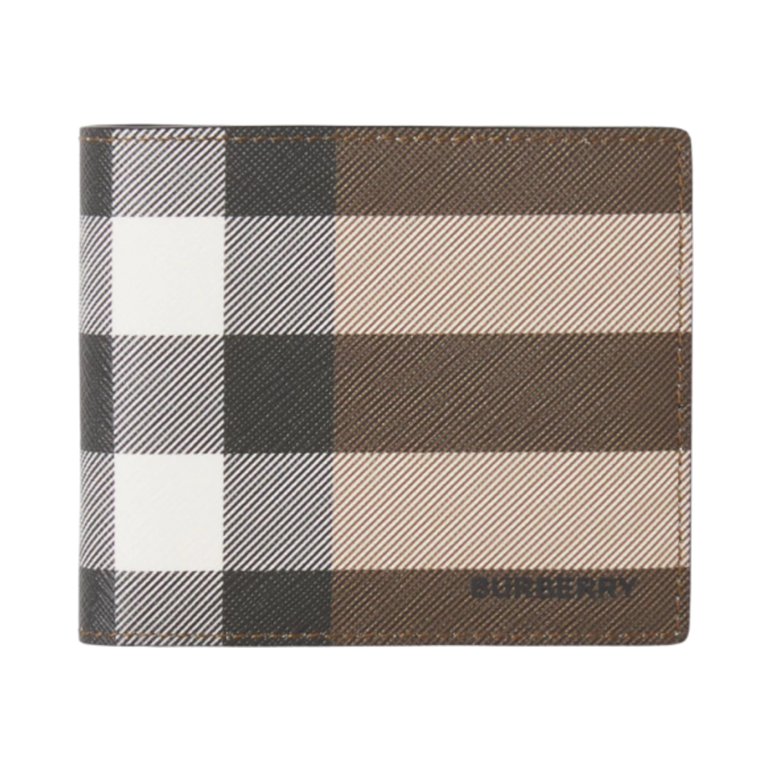8052802 Burberry Exaggerated Check Bifold Coin Wallet Dark Birch Brown