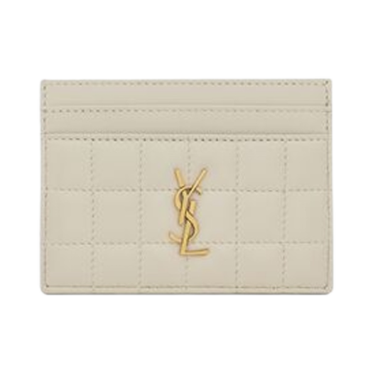 Saint Laurent Cassandre Matelasse Carre Card Case In Lambskin Blanc Vintage