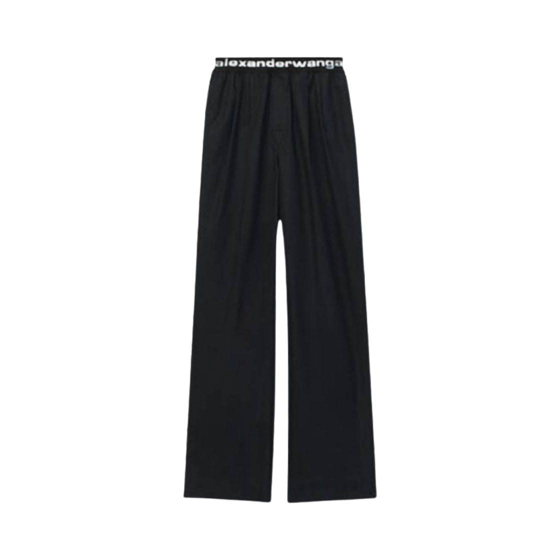 (W) 알렉산더 왕 로고 엘라스틱 풀온 플리츠 팬츠 블랙((W) Alexander Wang Logo Elastic Pull-On Pleated Pant Black)