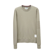Thom Browne Classic Loopback Tonal 4-Bar Crewneck Sweatshirt Beige