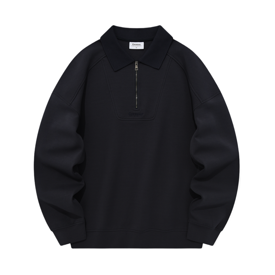 커버낫 립 카라 하프 집업 스웨트셔츠 네이비(Covernat Rib Collar Half Zip Up Sweatshirt Navy)