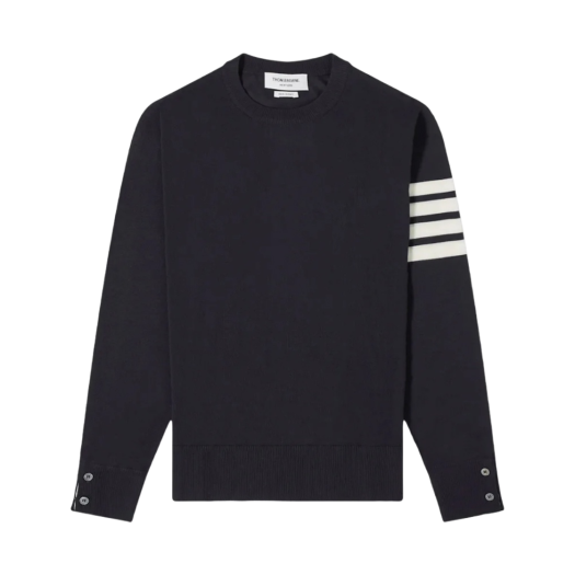 MKA002A-Y1014-415 Thom Browne Fine Merino Wool Stitch 4-Bar Classic Crewneck Pullover Knit Navy