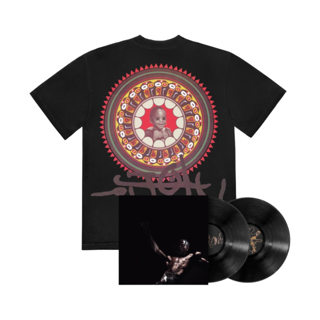 트래비스 스캇 x 카우스 티셔츠 2 블랙 유토피아 바이닐 LP 팩(Travis Scott Utopia x KAWS T-Shirt II Black Utopia Vinyl LP Pack) - 1
