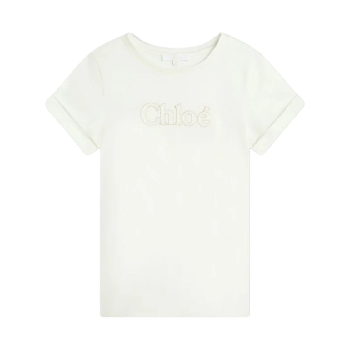 (키즈) 끌로에 로고 자수 티셔츠 화이트((Kids) Chloe Logo Embroidery T-Shirt White)