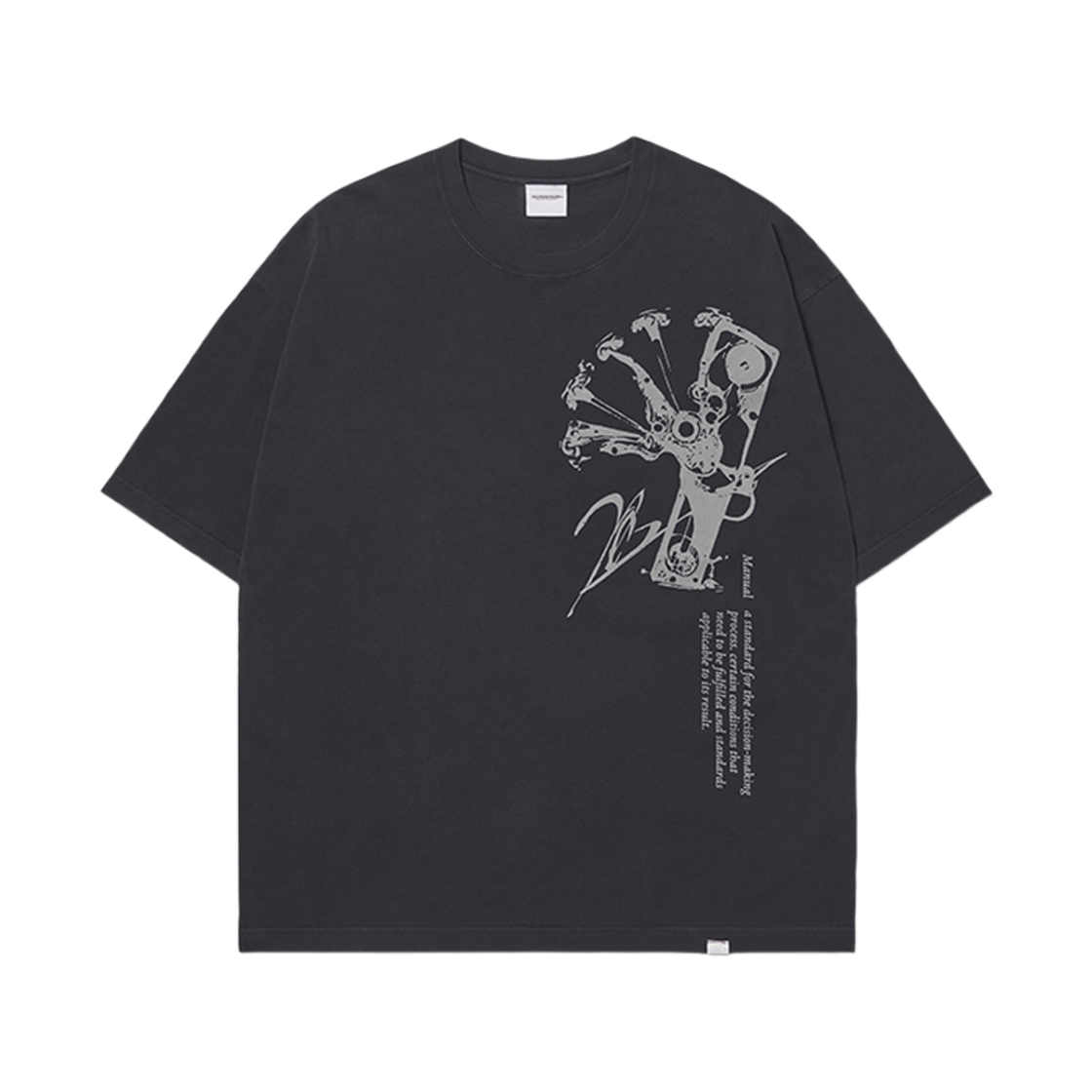 노매뉴얼 기어 매뉴얼 그래픽 티셔츠 워시드 블랙