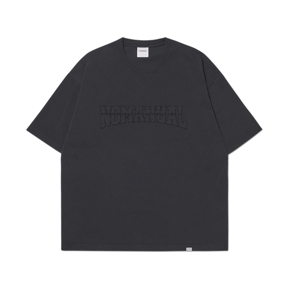 노매뉴얼 패치 티셔츠 워시드 블랙