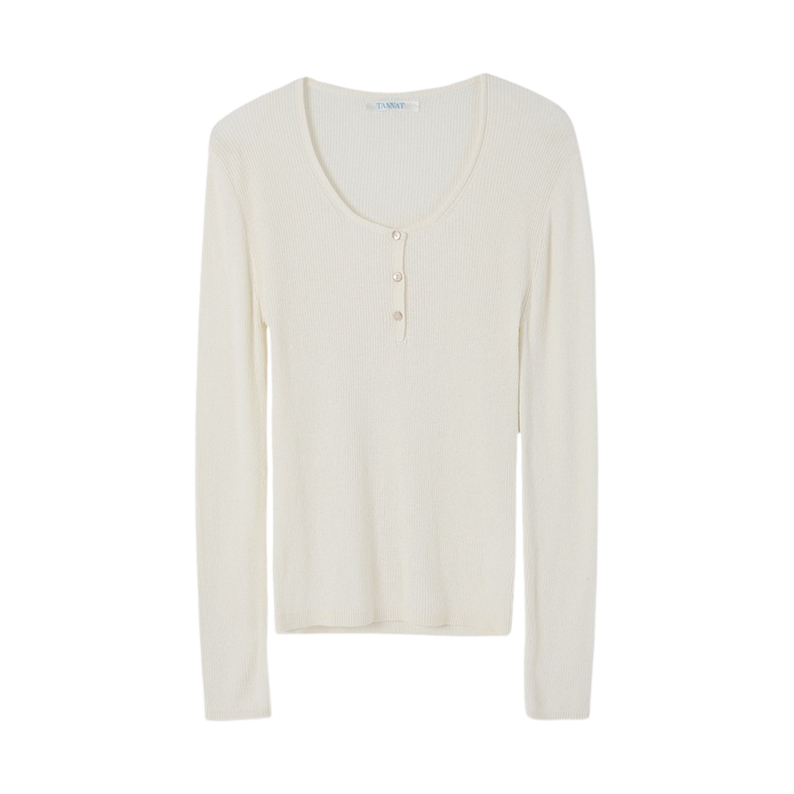 타낫 버튼 쉬어 니트 탑 아이보리