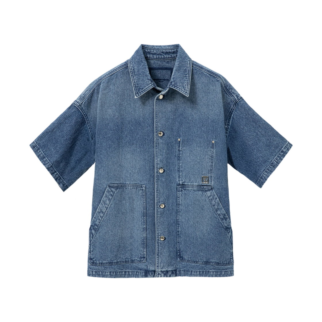 W251SH30995L Wooyoungmi Corduroy Denim Short Sleeve Shirt Blue - 25SS