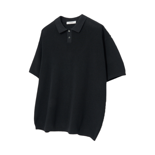K22SSUK16BK Knitted Coolever PK Half Sleeve Knit T-shirt Black