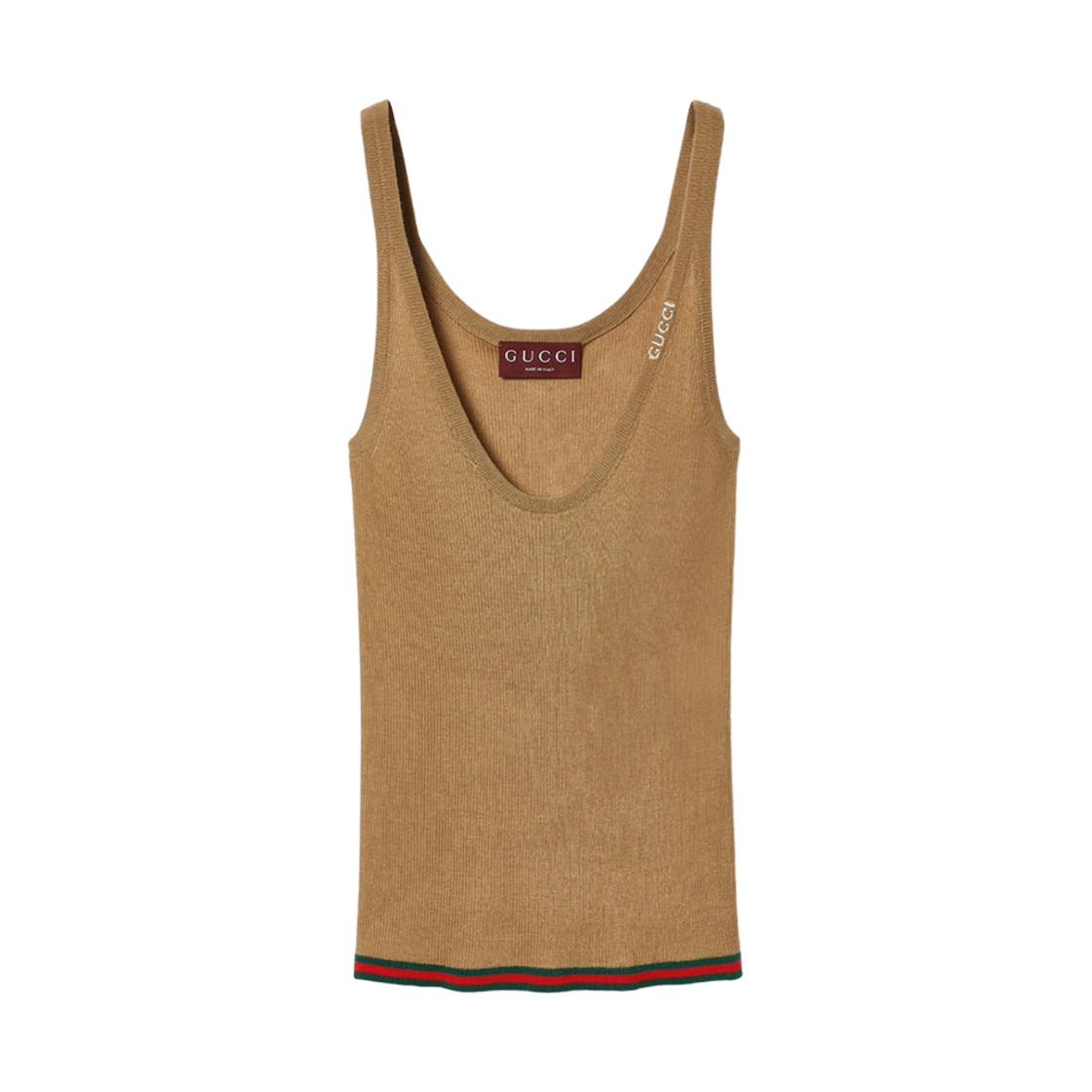 782568-XKD0B-8011 (W) Gucci Fine Rib Cashmere and Silk Tank Top Camel - 대표 이미지 #1